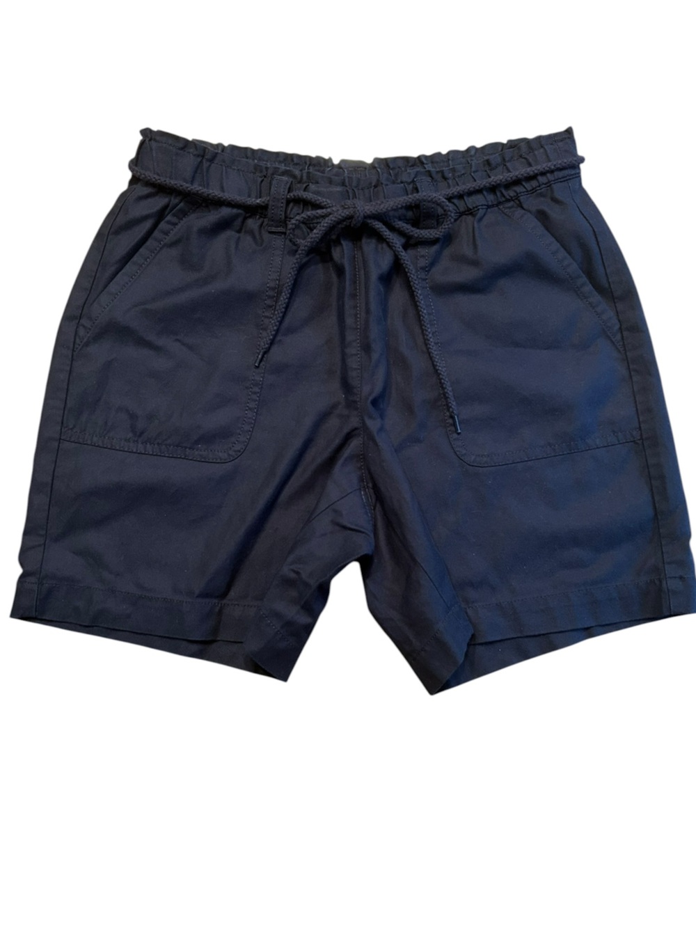 NWOT Talbots Elastic Tie Waist Navy Blue Cotton 15” Shorts Size XS